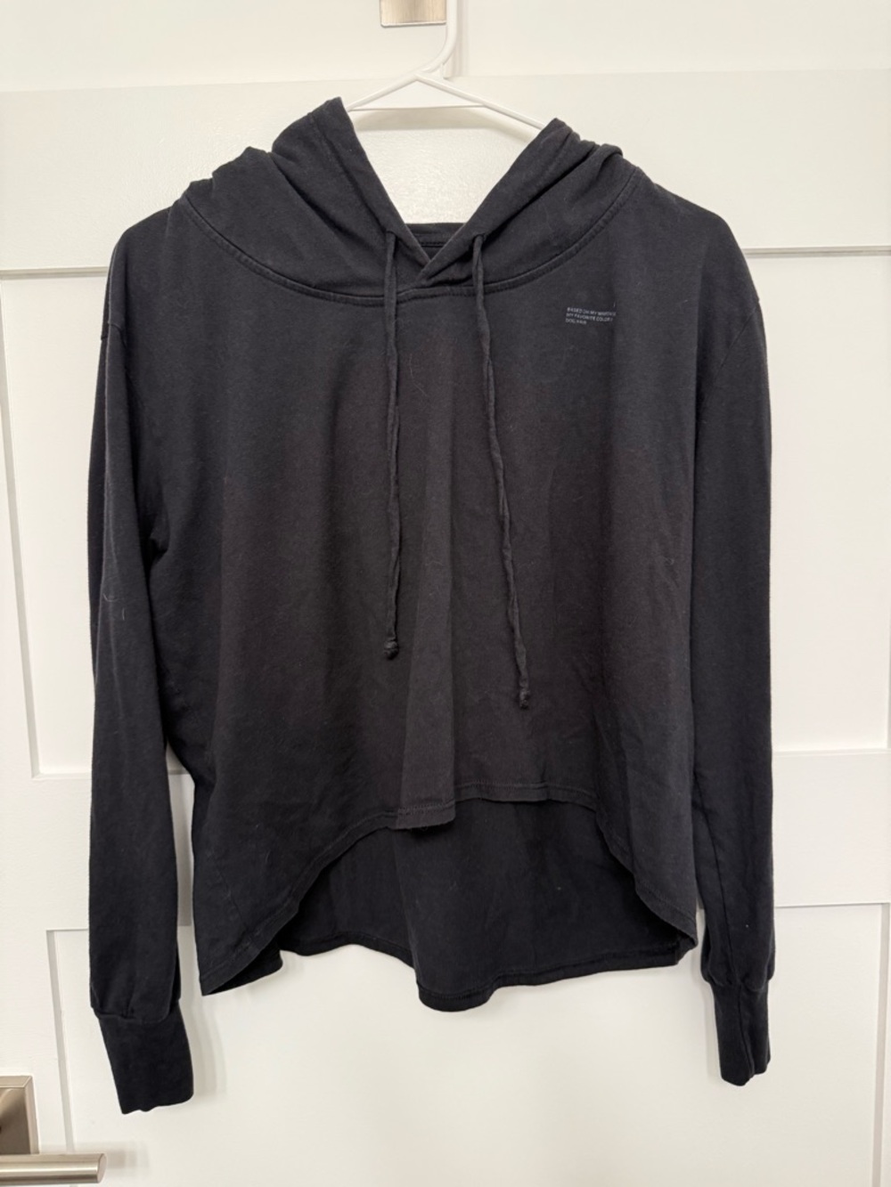 Relaxed Black Hooded Pullover Sweatshirt